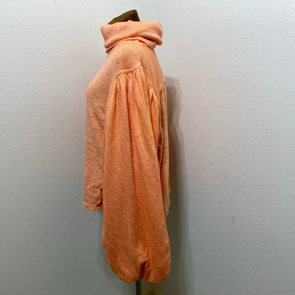 Free People Cloud Control Pullover Textured Balloon Sleeve Orange Medium - Picture 4 of 8